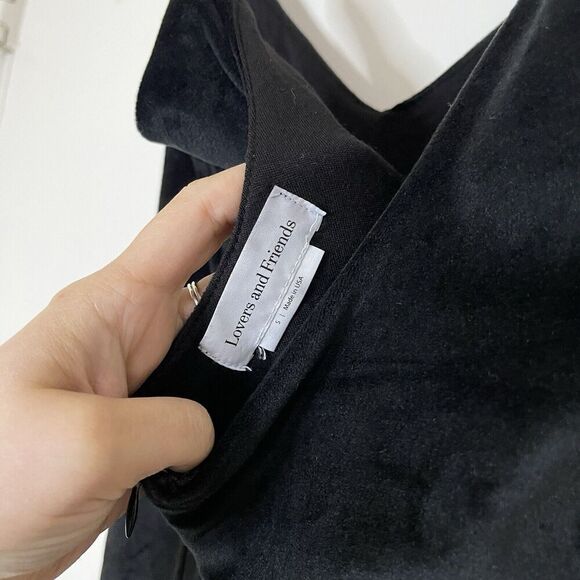 Lovers + Friends black velour vneck wide leg jumpsuit size US small - Picture 7 of 8